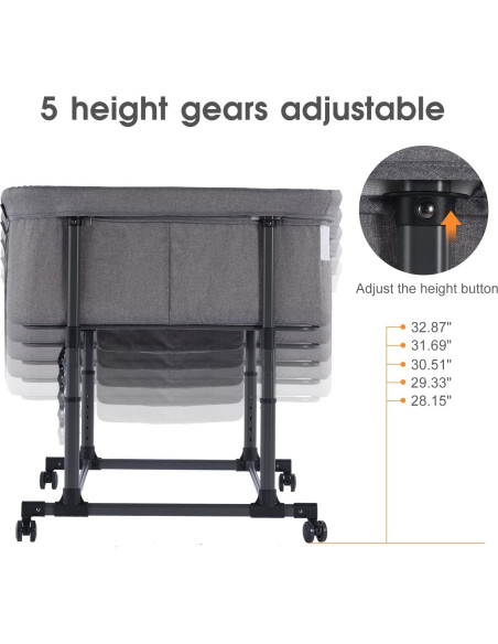 Cuna Gemelar MTWML Ajustable 0-6 Meses Gris Oscuro