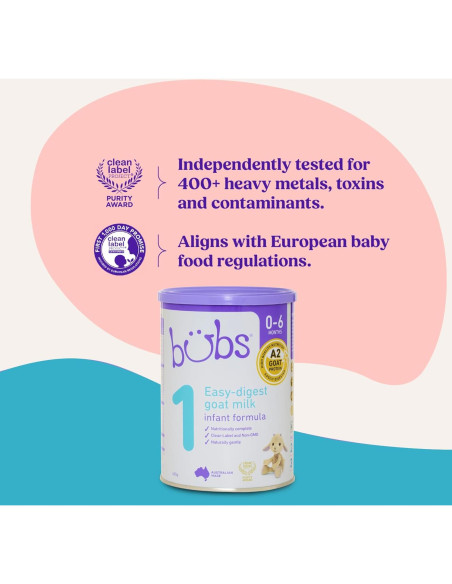 Fórmula Infantil de Leche de Cabra Bubs Etapa 1 400 g