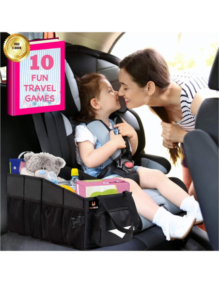 Organizador de Coche FoxBox Negro para Niños - 13 Compartimentos