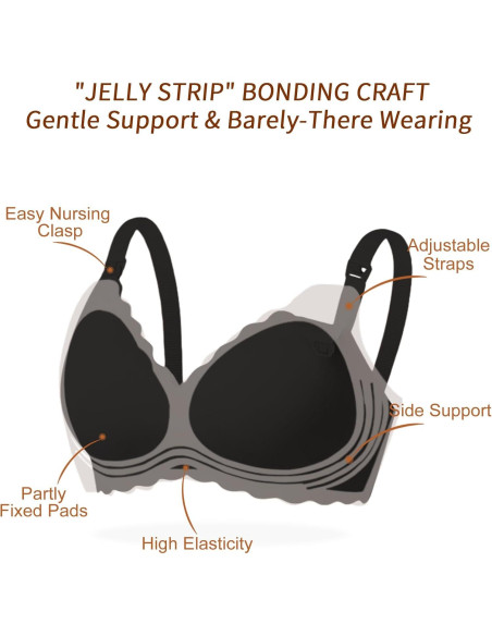 Sujetador de Lactancia Sin Costuras Hadas Negro Maternidad