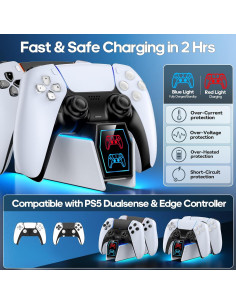 Estación de Carga PS5 Tokluck con Iluminación RGB y Doble Carga 2
