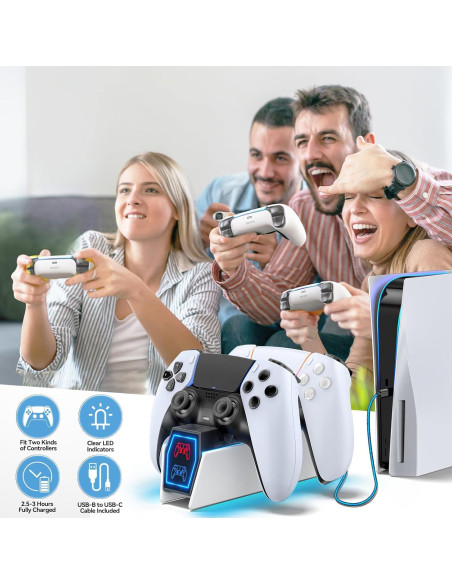 Estación de Carga PS5 Tokluck con Iluminación RGB y Doble Carga