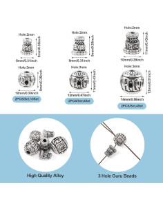 Cuentas de Guru de Plata Tibetana Craftdady 10-14mm para Joyas 2
