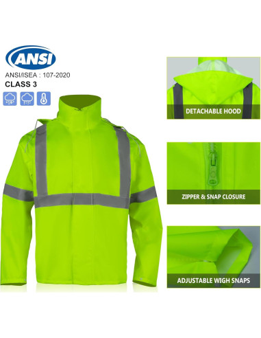 Chaqueta de Lluvia Hi Vis VENDACE Impermeable L/XL Amarillo