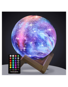 Lámpara Nocturna LED GDPETS Luna 12.2 cm 16 Colores Control Remoto
