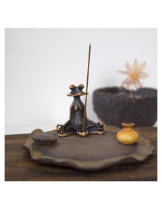 Soporte de Incienso Cerámica Liandxy Rana Meditación Grande