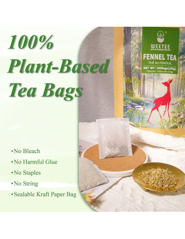 Bolsitas de Té de Hinojo 100% Natural WEETEE - 100 Unidades