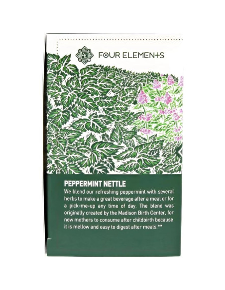 Té Herbal Orgánico Cuatro Elementos Menta y Ortiga 16 Bolsitas