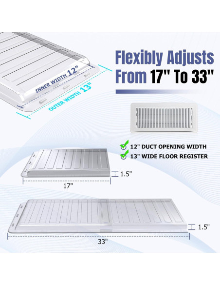 Extensor Magnético de Ventilación Touri 2 Pack 33 cm Ajustable