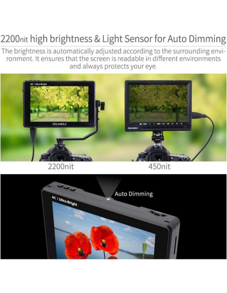 Monitor de Campo FEELWORLD LUT7 7" 4K 1920x1200 Táctil 2200nit