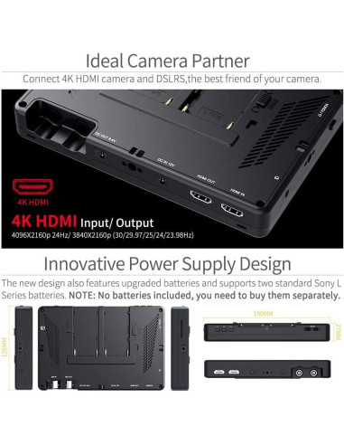 Monitor de Campo FEELWORLD LUT7 7" 4K 1920x1200 Táctil 2200nit