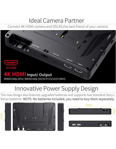 Monitor de Campo FEELWORLD LUT7 7" 4K 1920x1200 Táctil 2200nit