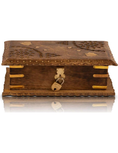 Caja de Joyería de Madera Hecha a Mano El Gran Bazar Indio 20x13cm