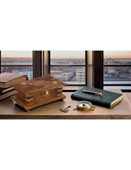 Caja de Joyería de Madera Hecha a Mano El Gran Bazar Indio 20x13cm