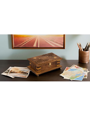 Caja de Joyería de Madera Hecha a Mano El Gran Bazar Indio 20x13cm