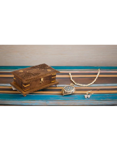 Caja de Joyería de Madera Hecha a Mano El Gran Bazar Indio 20x13cm