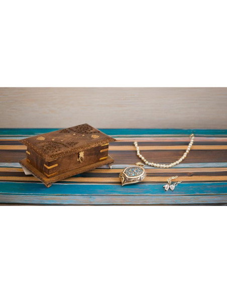 Caja de Joyería de Madera Hecha a Mano El Gran Bazar Indio 20x13cm