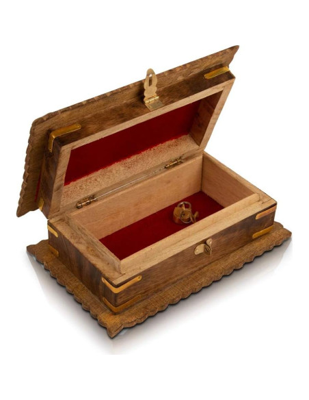 Caja de Joyería de Madera Hecha a Mano El Gran Bazar Indio 20x13cm