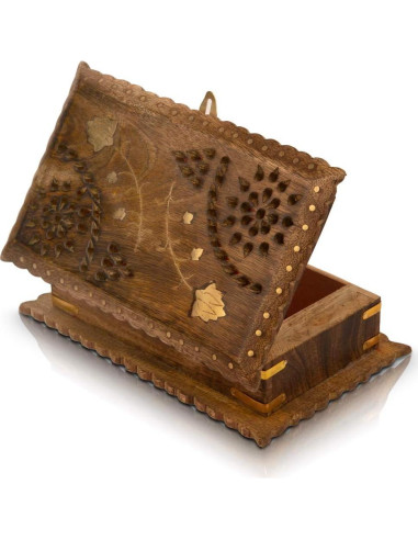 Caja de Joyería de Madera Hecha a Mano El Gran Bazar Indio 20x13cm