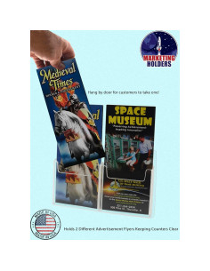 Soporte de Folletos Trifold de 2 Bolsillos Acrílico Transparente 2