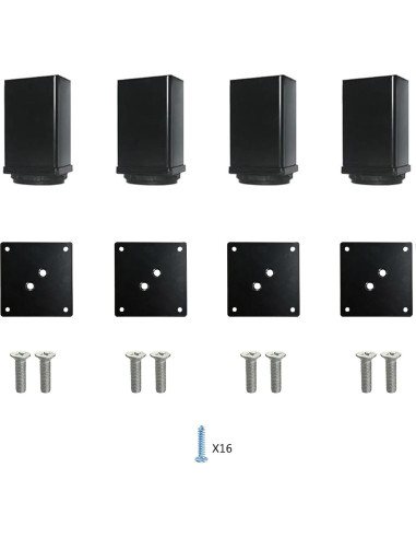 Piernas de Mueble Metálicas Ajustables QLLY 10.2 cm Juego de 4 Negro