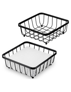 Soporte de Servilletas de Metal Hotop 2 Piezas Negro 20x20 cm