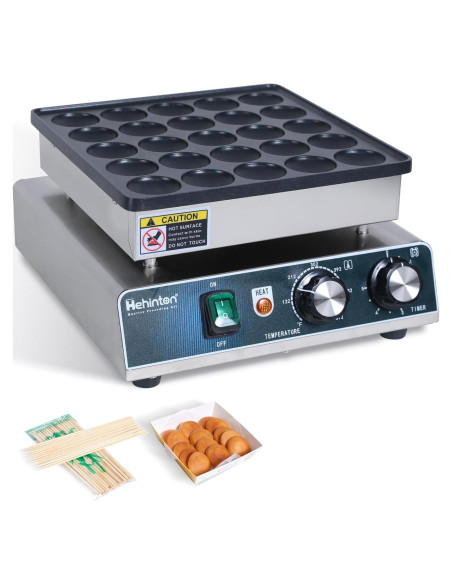 Hehinton Mini Maker de Pancakes 25 Agujeros 850W Acero Inoxidable