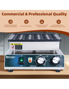 Hehinton Mini Maker de Pancakes 25 Agujeros 850W Acero Inoxidable 2