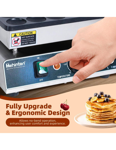 Hehinton Mini Maker de Pancakes 25 Agujeros 850W Acero Inoxidable