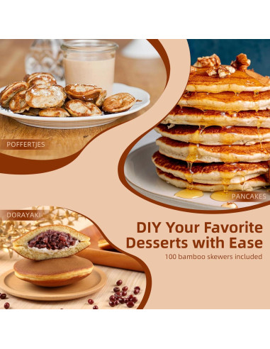 Hehinton Mini Maker de Pancakes 25 Agujeros 850W Acero Inoxidable