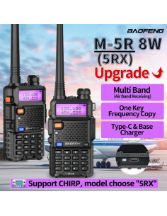 Radio Portátil Baofeng UV-5R M-5R 8W Cargador USB-C 128 Canales 2