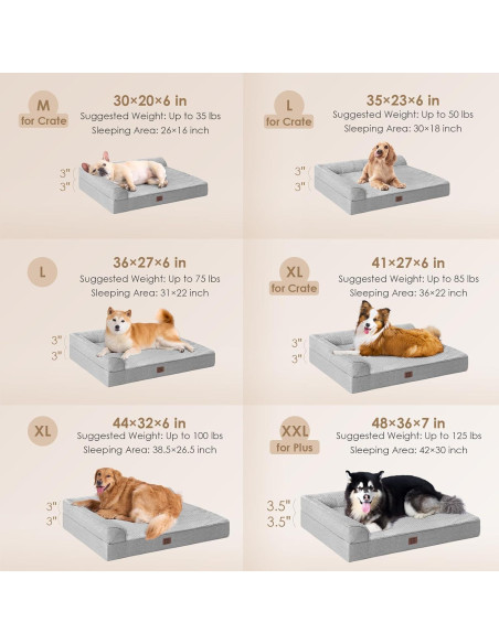 Cama para Perros EHEYCIGA Ortopédica Impermeable 76x51 cm Gris
