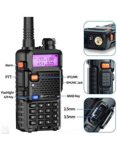 Radio Portátil Baofeng UV-5R M-5R 8W Cargador USB-C 128 Canales