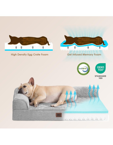 Cama para Perros EHEYCIGA Ortopédica Impermeable 76x51 cm Gris