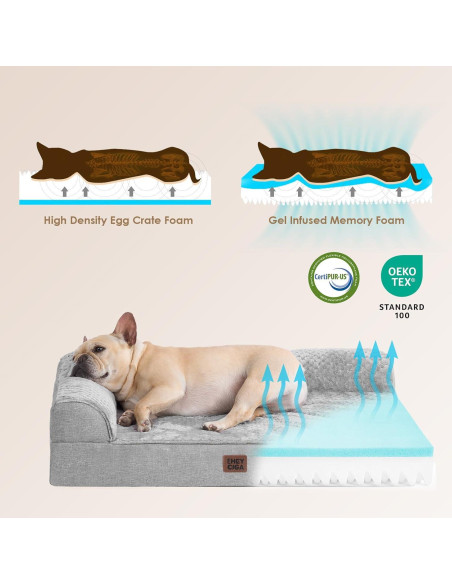 Cama para Perros EHEYCIGA Ortopédica Impermeable 76x51 cm Gris