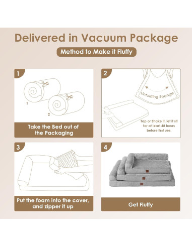 Cama para Perros EHEYCIGA Ortopédica Impermeable 76x51 cm Gris