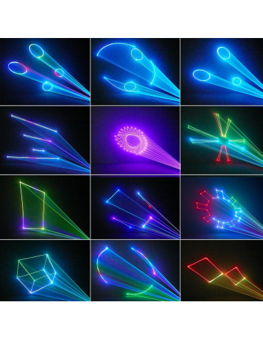 Luces Láser DJ Animación 3D RGB Control Remoto DMX - 20x12x11.5cm