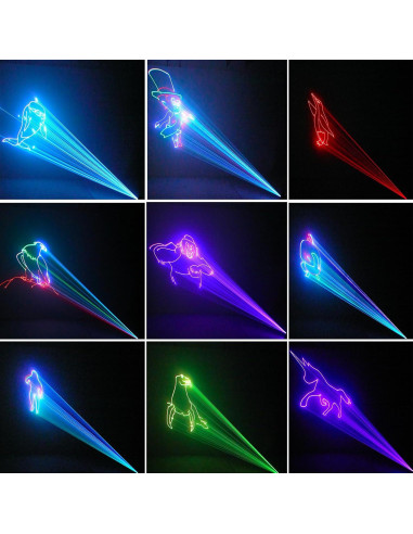Luces Láser DJ Animación 3D RGB Control Remoto DMX - 20x12x11.5cm