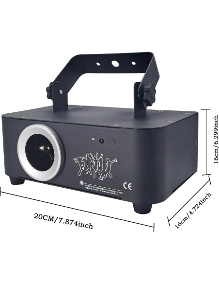 Luces Láser DJ Animación 3D RGB Control Remoto DMX - 20x12x11.5cm