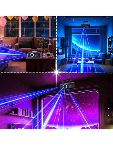 Luces Láser DJ Animación 3D RGB Control Remoto DMX - 20x12x11.5cm