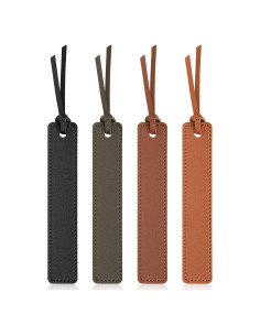 Marcadores de Páginas de Cuero Leezmark - 4 Pcs Clásicos
