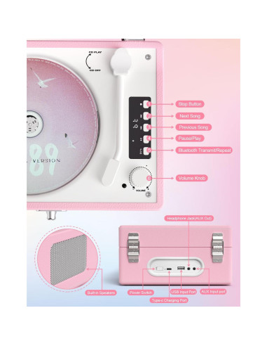 Reproductor de CD Bluetooth DANFI AUDIO DF-003 Rosa