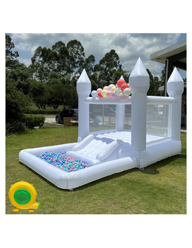 Casa de Rebote Inflable Pettool 3.96x2.44m con Tobogán y Piscina