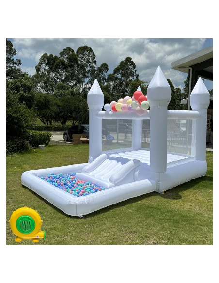 Casa de Rebote Inflable Pettool 3.96x2.44m con Tobogán y Piscina