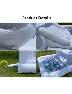 Casa de Rebote Inflable Pettool 3.96x2.44m con Tobogán y Piscina 2