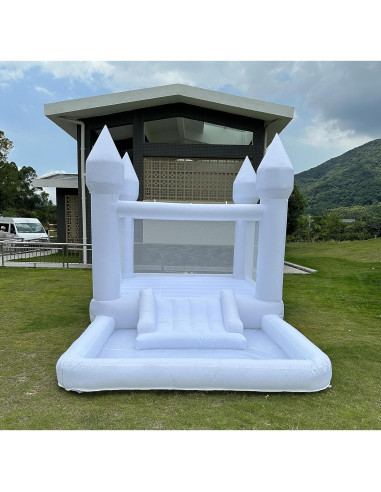 Casa de Rebote Inflable Pettool 3.96x2.44m con Tobogán y Piscina