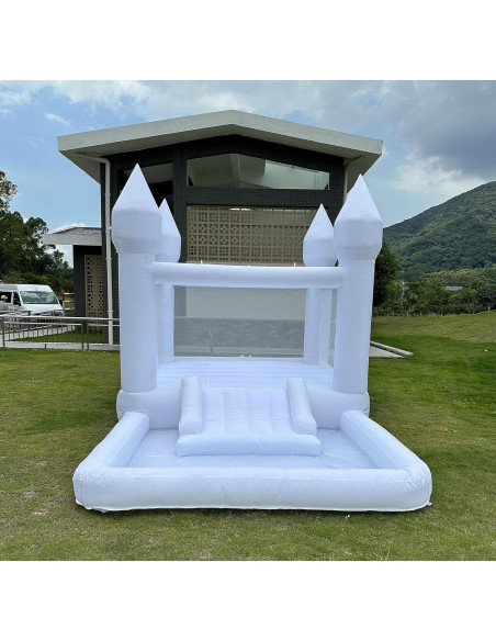 Casa de Rebote Inflable Pettool 3.96x2.44m con Tobogán y Piscina