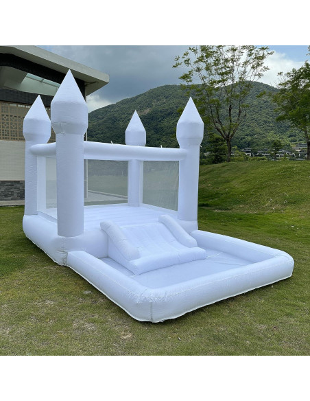 Casa de Rebote Inflable Pettool 3.96x2.44m con Tobogán y Piscina