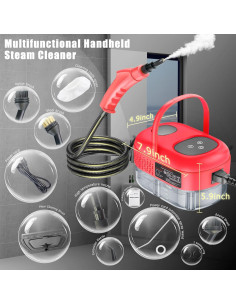 Limpiador de Vapor de Mano Docreate 2500W Rojo 800ml 2