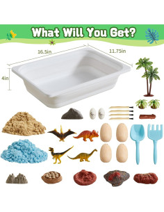 Caja Sensorial Beright con Arena de 2 Colores y Dinosaurios 2